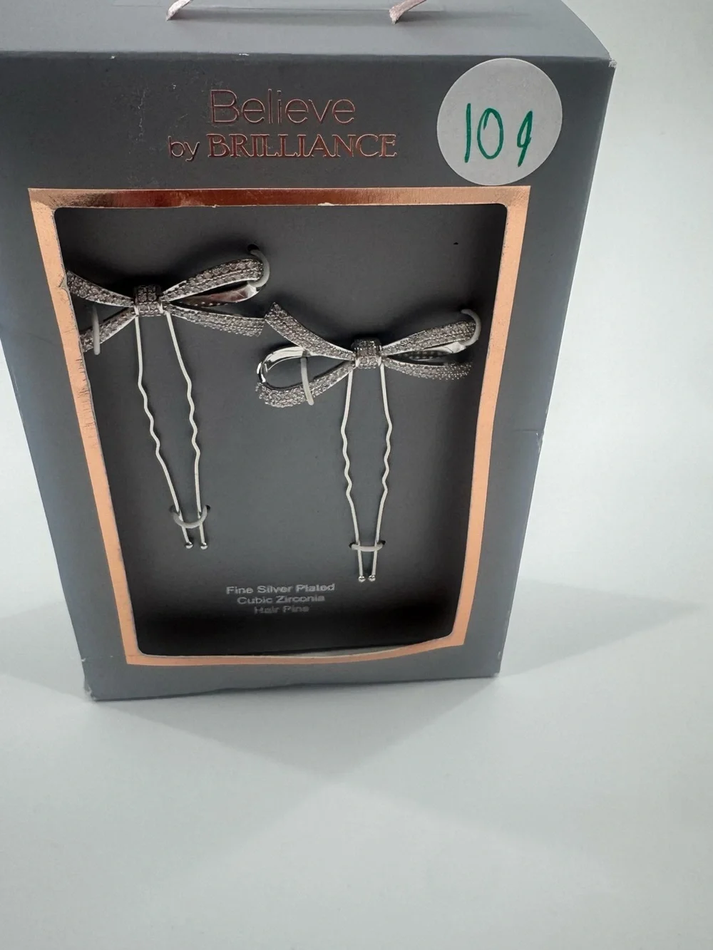 Believe by Brilliance Silver Ribbon Hair‎ Pins - Silver Cubic Zirconia